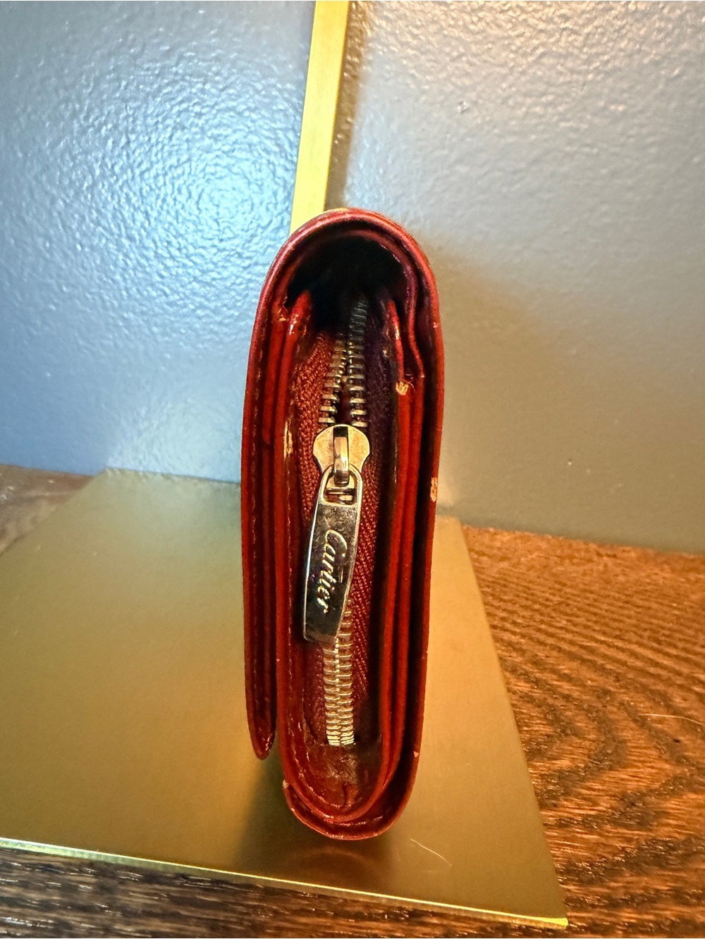 Cartier Vintage Red Embossed Leather Clutch Wallet - Picture 4 of 6